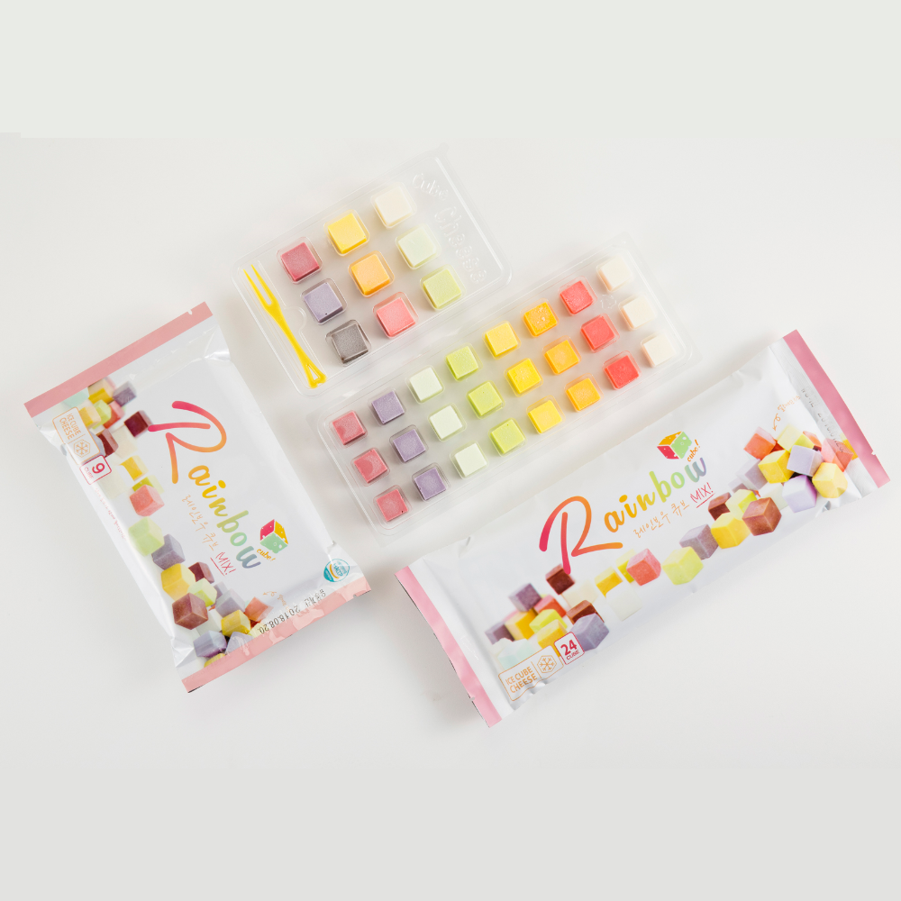 Rainbow cube cheese | cheese, child snack, dessert