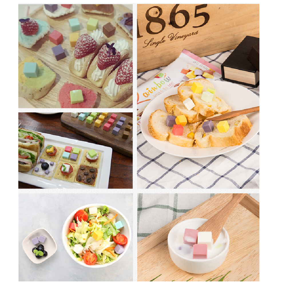 Rainbow cube cheese | cheese, child snack, dessert